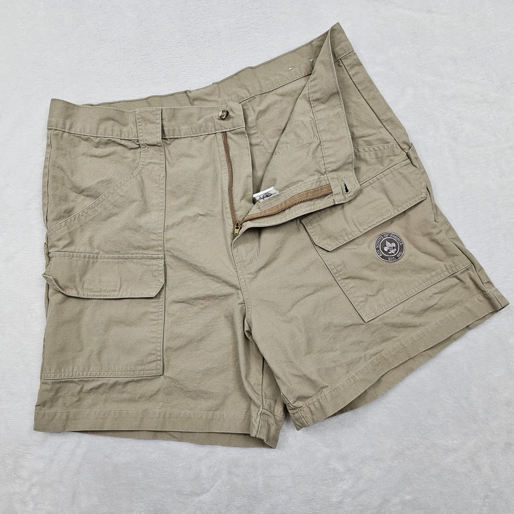 Boy Scouts‎ of America Cargo Shorts Mens 38 Khaki Tan Embroidered Patch Uniform